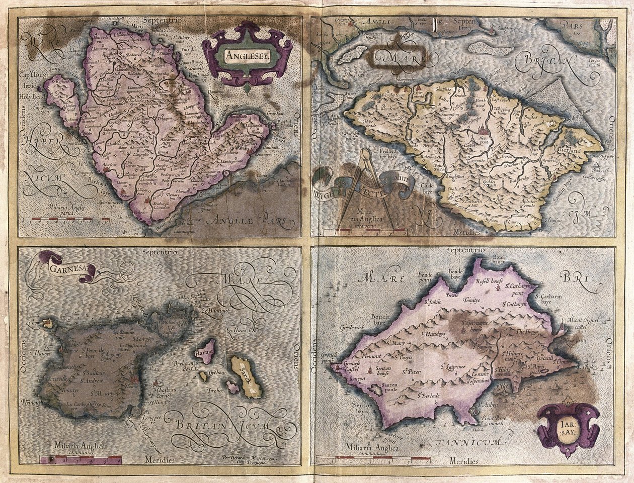 Wyspy Brytyjskie (grawerowanie autorstwa Gerardus Mercator