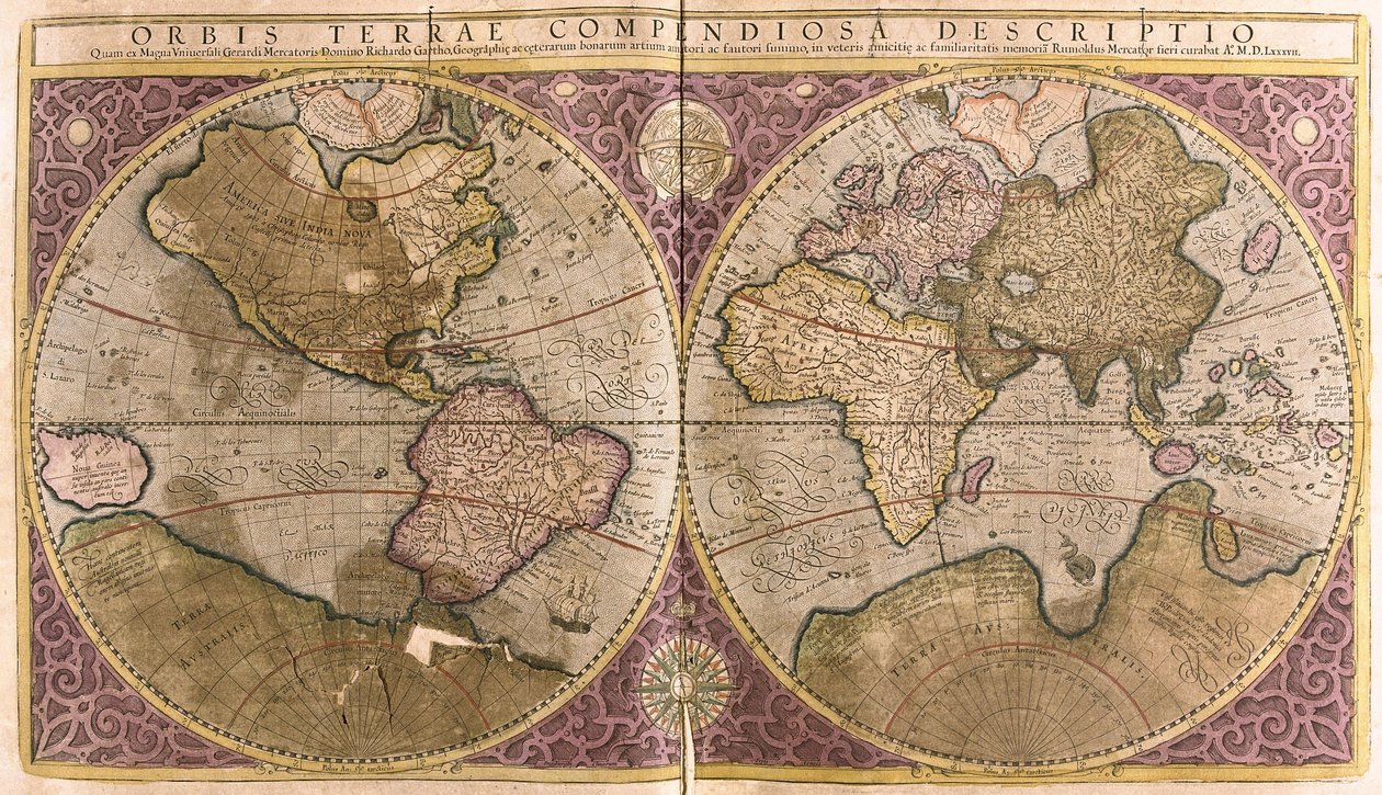 Globus (grawerowanie autorstwa Gerardus Mercator