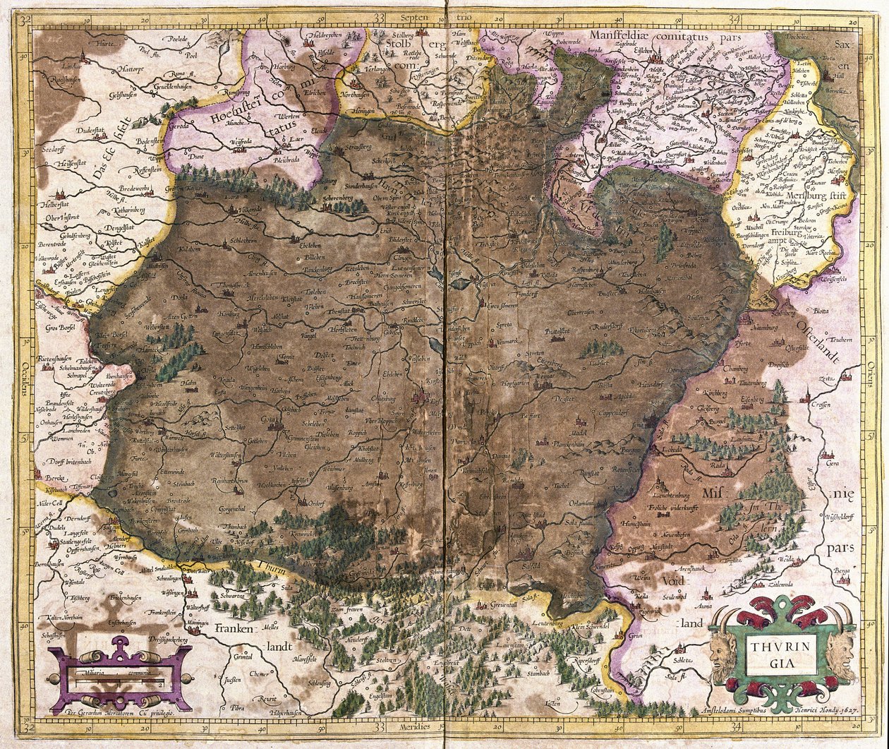 Turyngia, Niemcy (grawerowanie autorstwa Gerardus Mercator