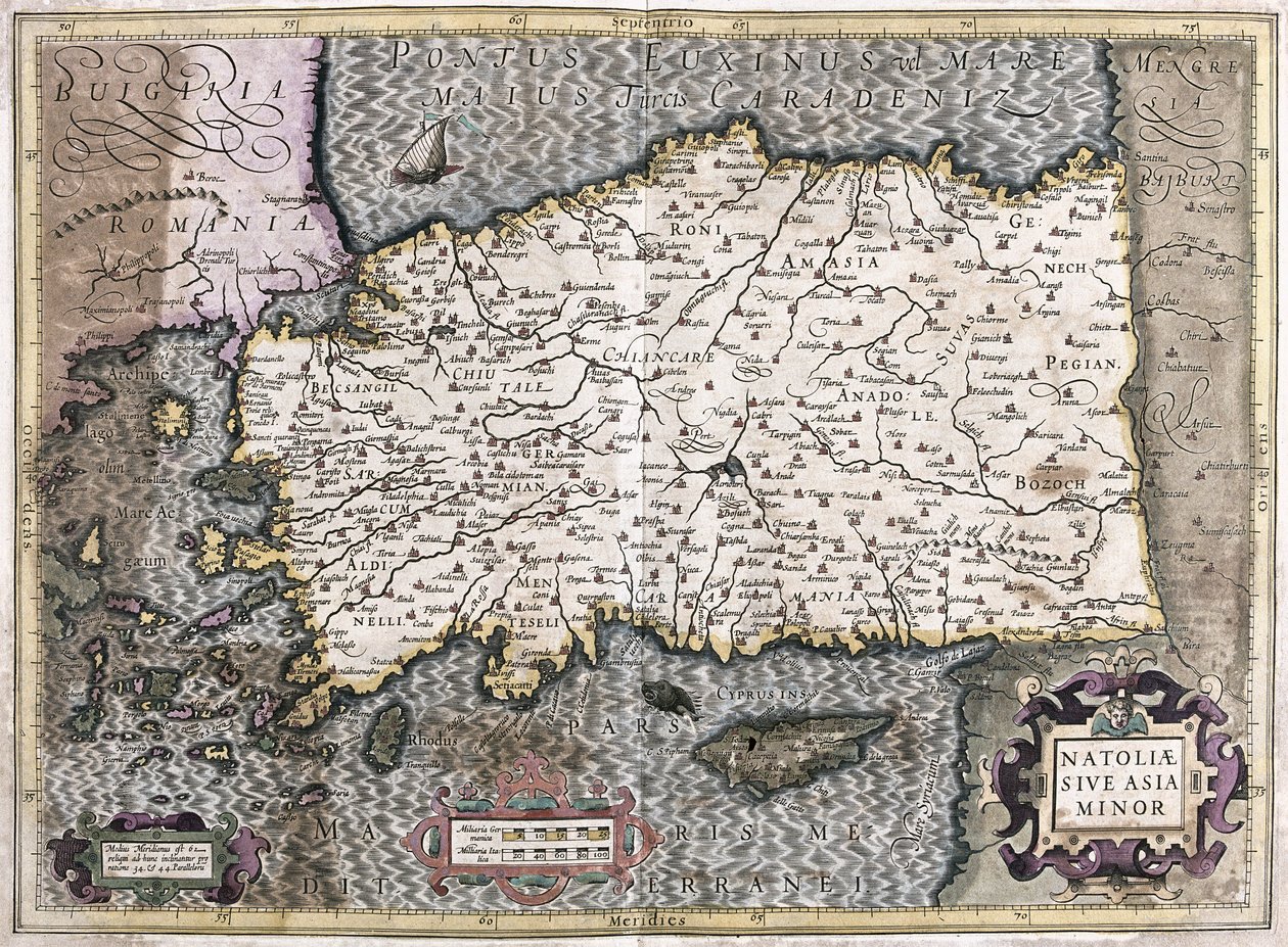 Turcja - Cypr (grawerowanie autorstwa Gerardus Mercator