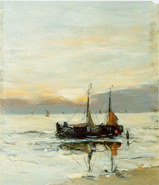 Bombowe łodzie na plaży autorstwa Gerhard Morgenstjerne Munthe