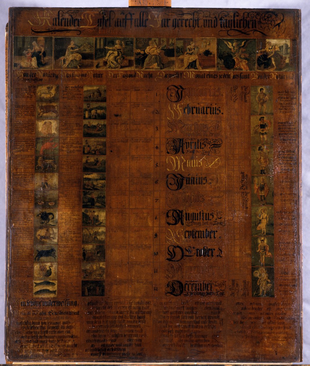 Kalendarz, 1601-50 (drewno malowane) autorstwa German School