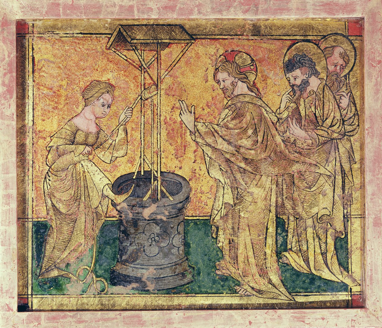 Chrystus i Kobieta z Samarii przy studni (tempera na panelu) autorstwa German School