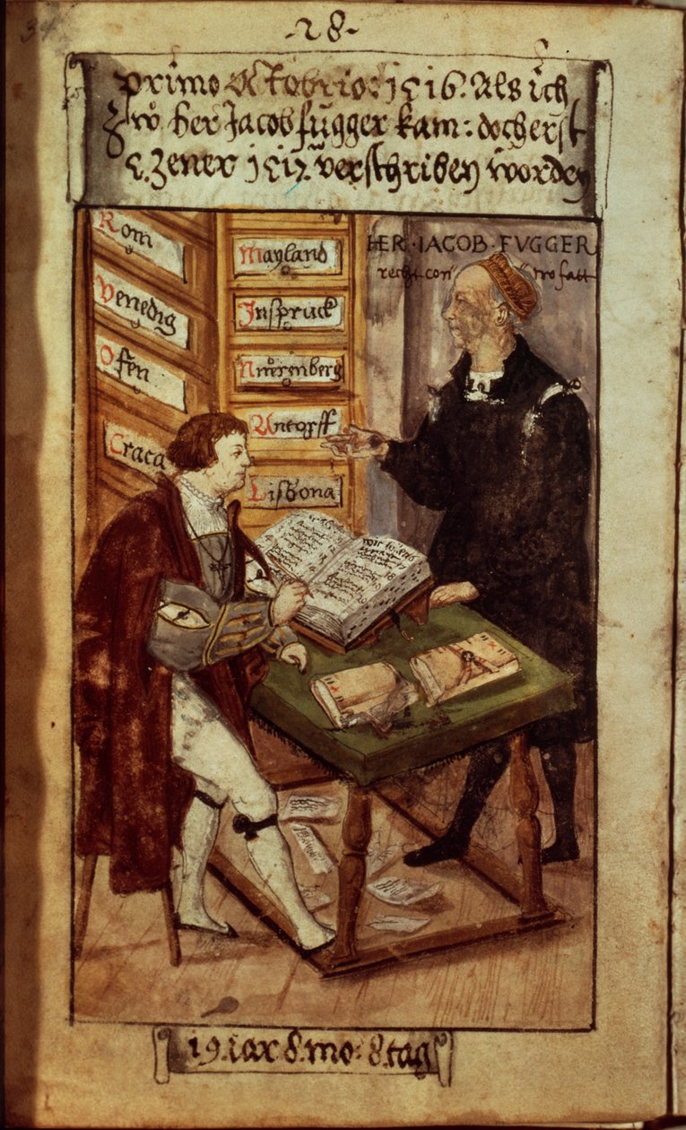 Jakob Fugger w swoim biurze, 1518 autorstwa German School