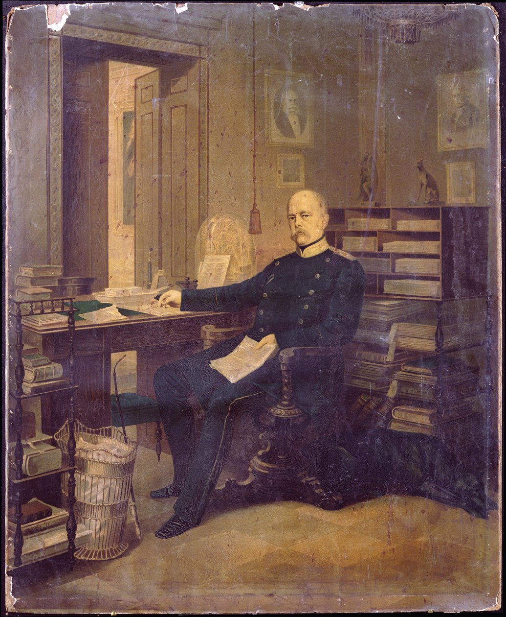 Otto von Bismarck w swoim gabinecie (wc na papierze, na desce) autorstwa German School