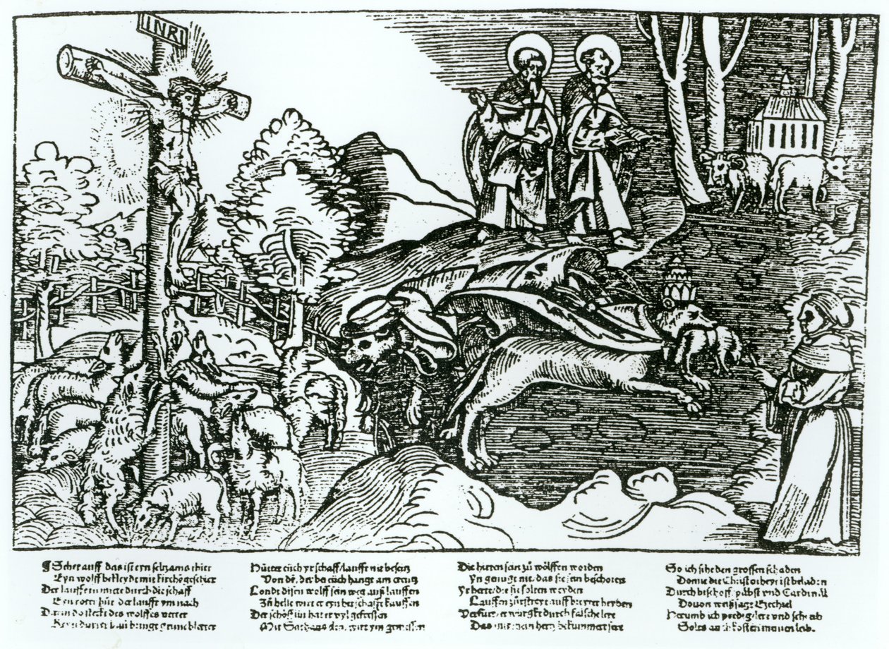 Zderzenie rzymskiego katolicyzmu i luteranizmu, ok. 1520-21 r. autorstwa German School