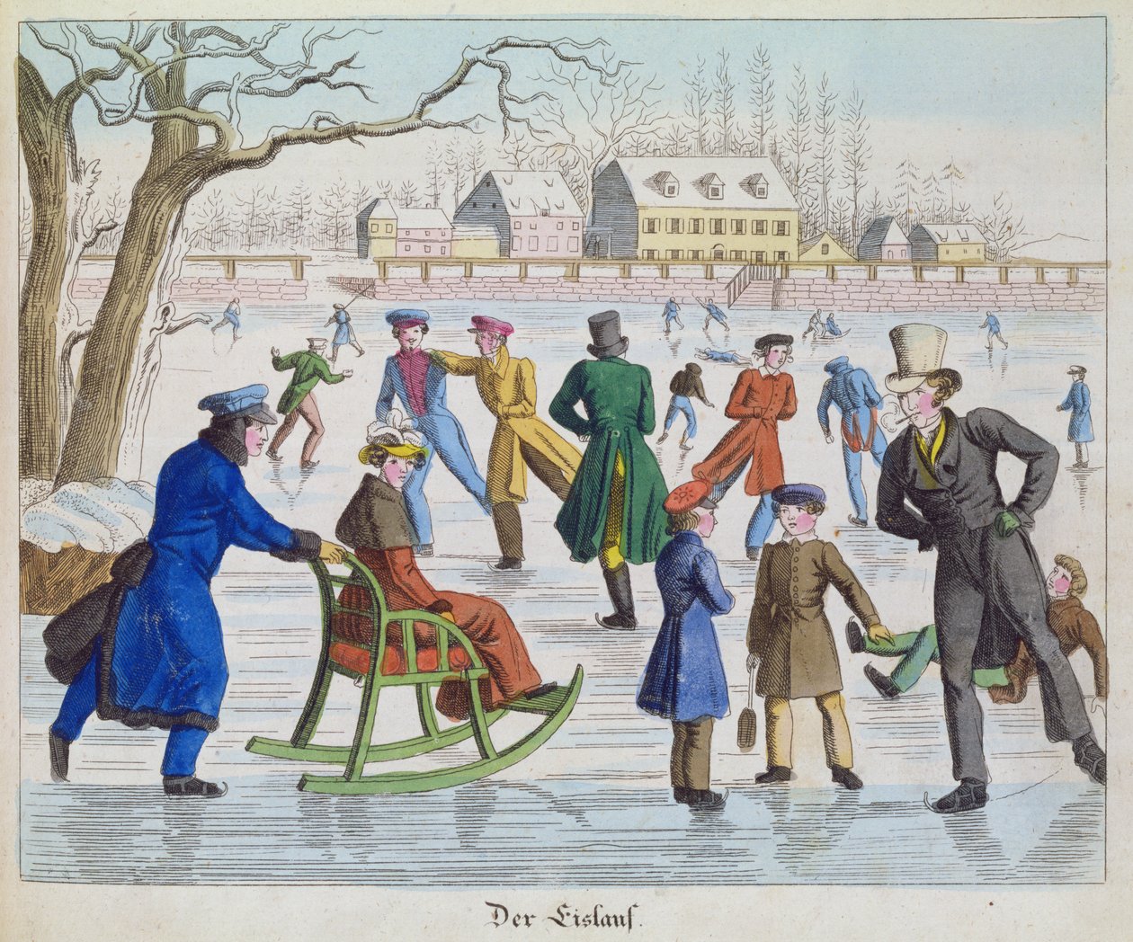 Scena łyżwiarska, 1832 (druk) autorstwa German School