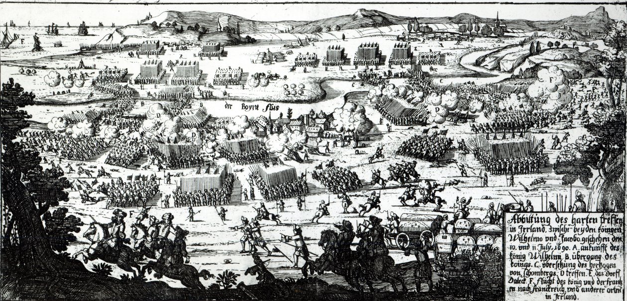 Bitwa pod Boyne, c.1690 (druk) autorstwa German School