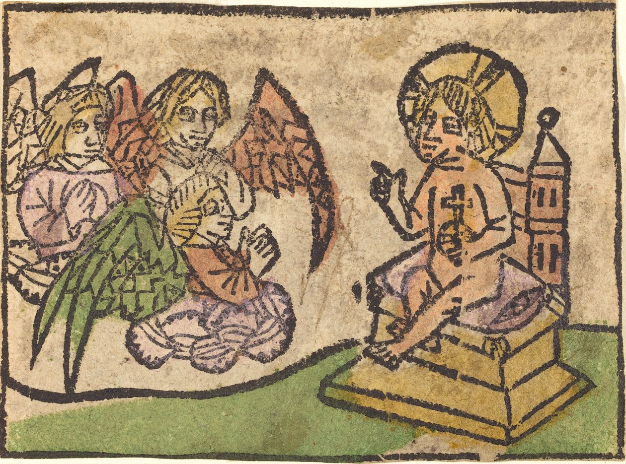 Dzieciątko Jezus z trzema aniołami autorstwa German 15th Century