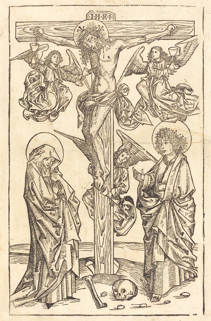 Chrystus na krzyżu z aniołami autorstwa German 15th Century