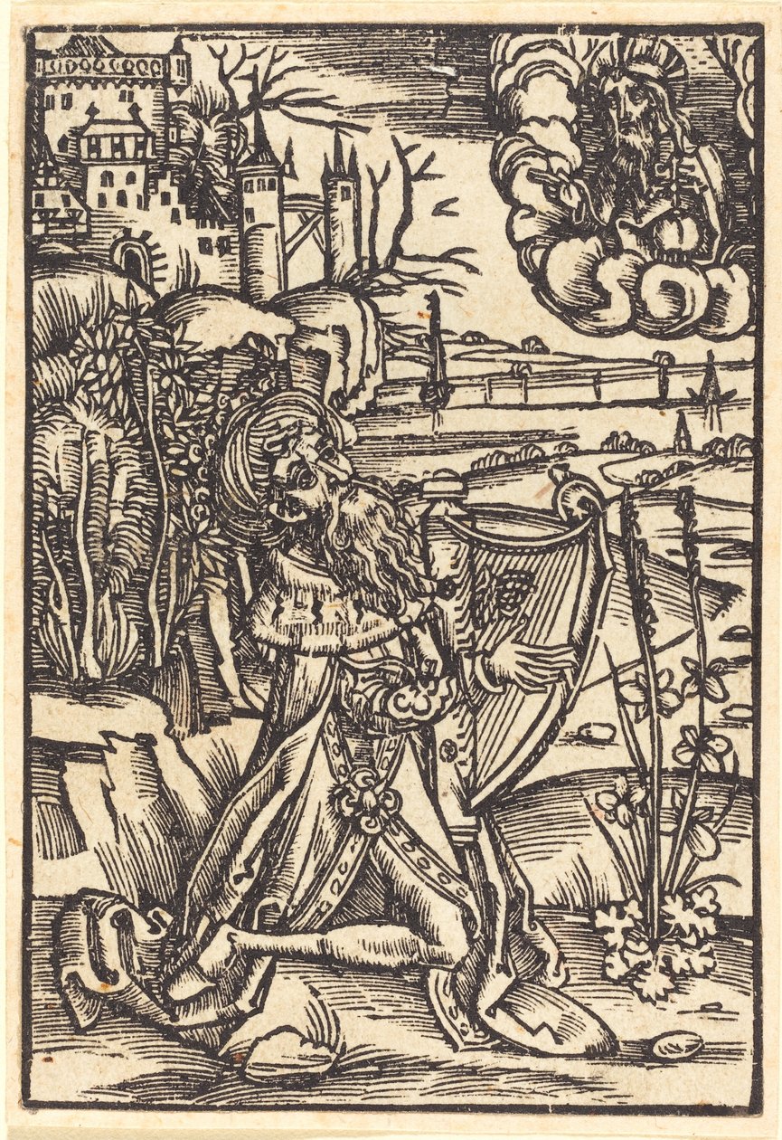 David grający na harfie autorstwa German 15th Century