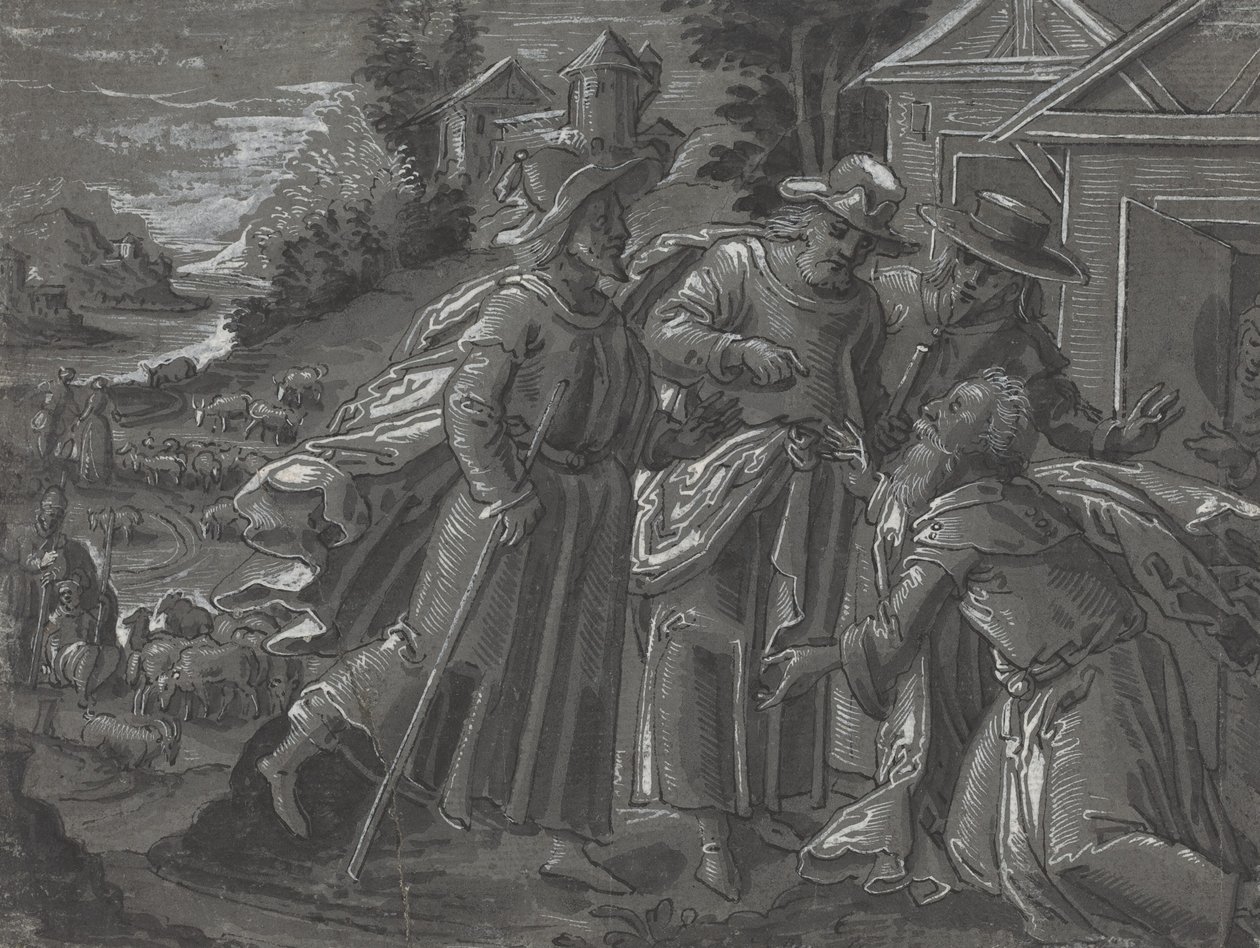 Abraham bawi aniołów [verso] autorstwa German 16th Century