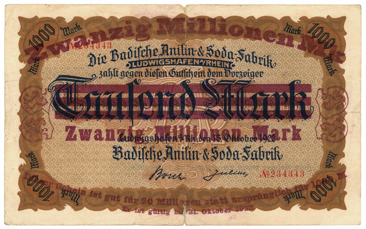 Banknot 20 milionów marek, 1922 autorstwa German School