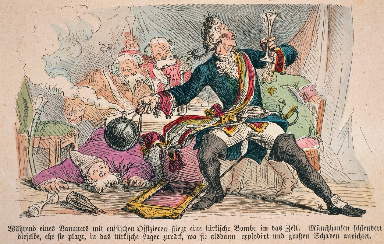 Baron Munchausen (kolor lito) autorstwa German School