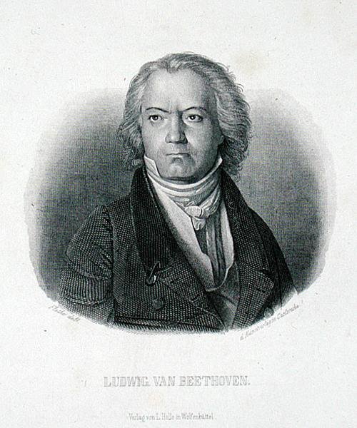 Ludwig van Beethoven (1770-1827) (grafika) autorstwa German School