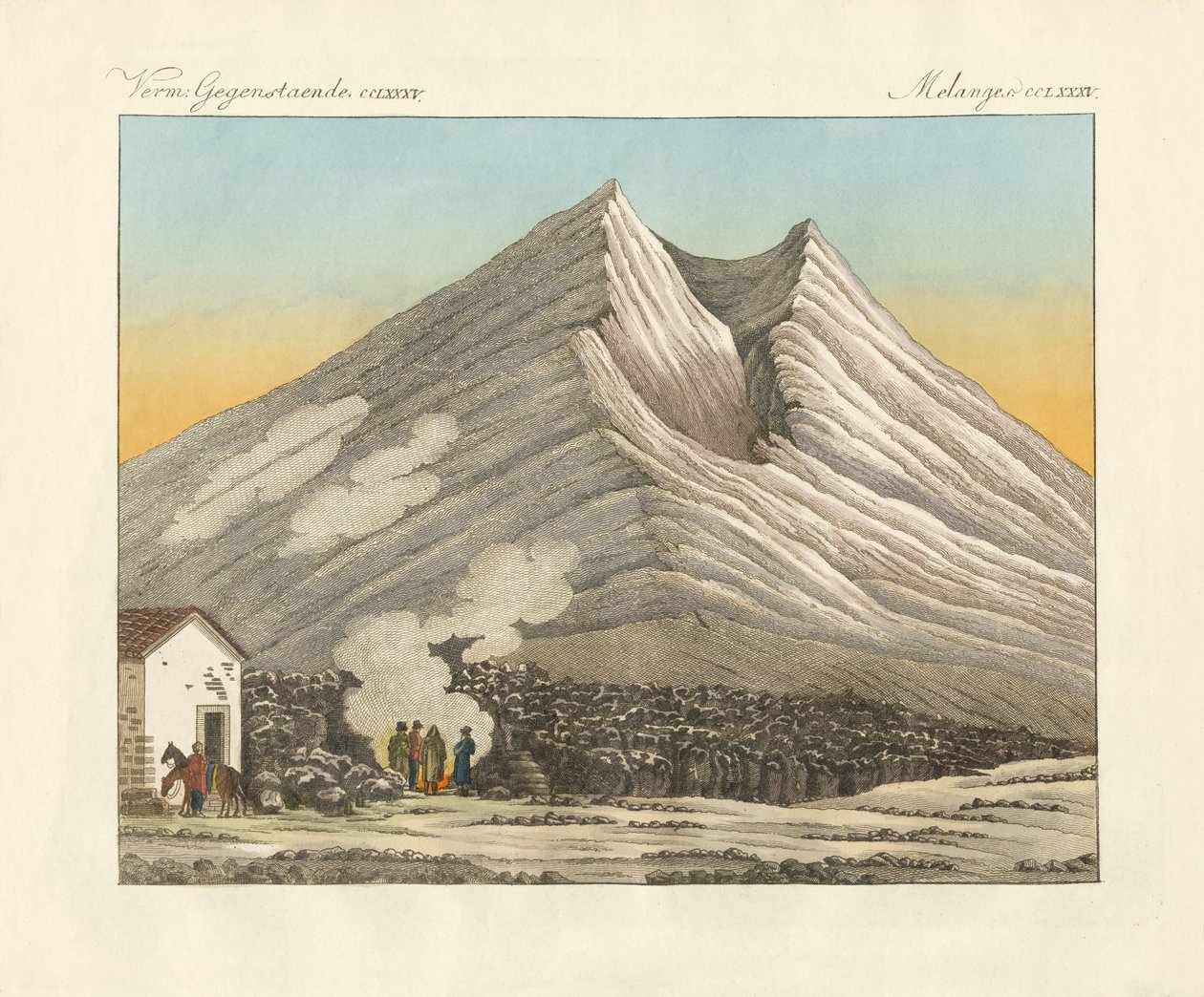 Etna Sycylii (kolorowy grawerunek) autorstwa German School
