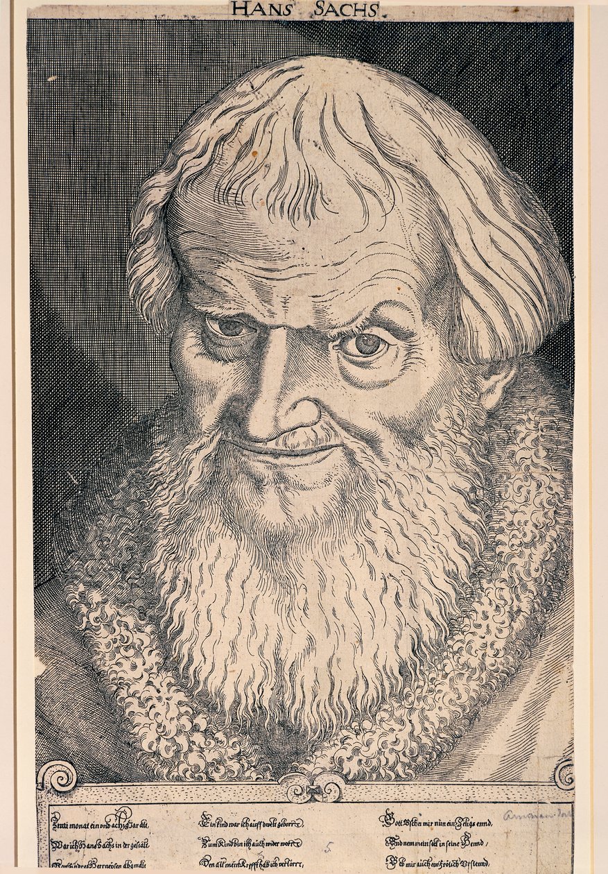 Portret Hansa Sachsa (rycina) autorstwa German School