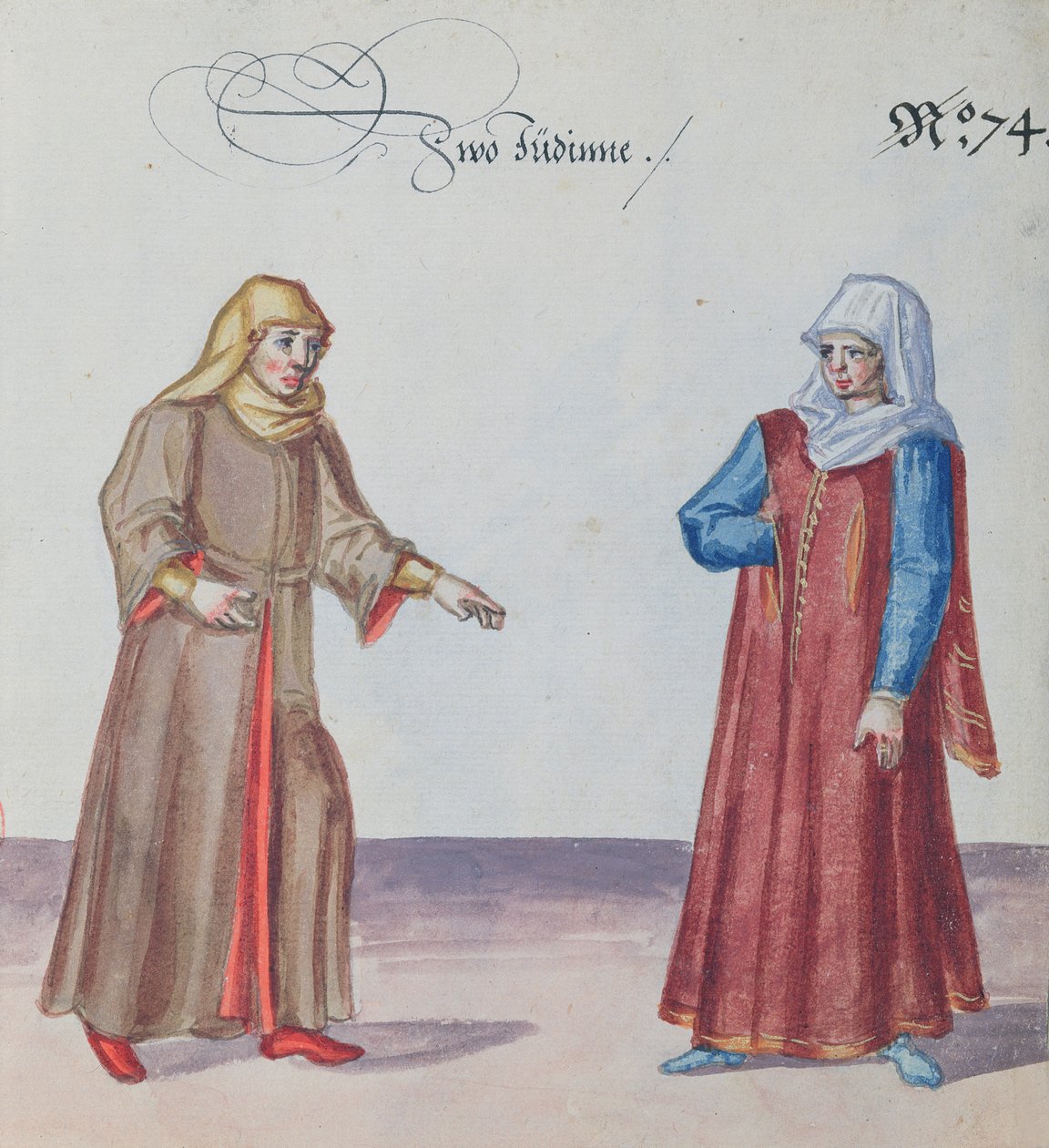 Dwie Żydówki, ok. 1600 (wc na papierze) autorstwa German School