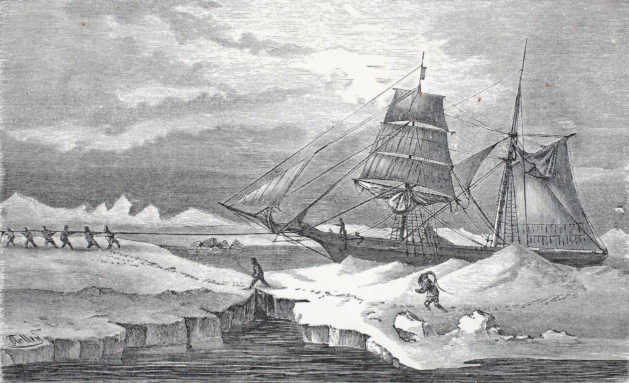 Warping through the Ice, pub Londyn 1874 autorstwa German School