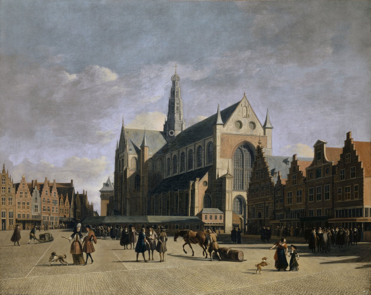 Grote Markt w Haarlemie, lata 80. XVII wieku. autorstwa Gerrit Adriaensz Berckheyde