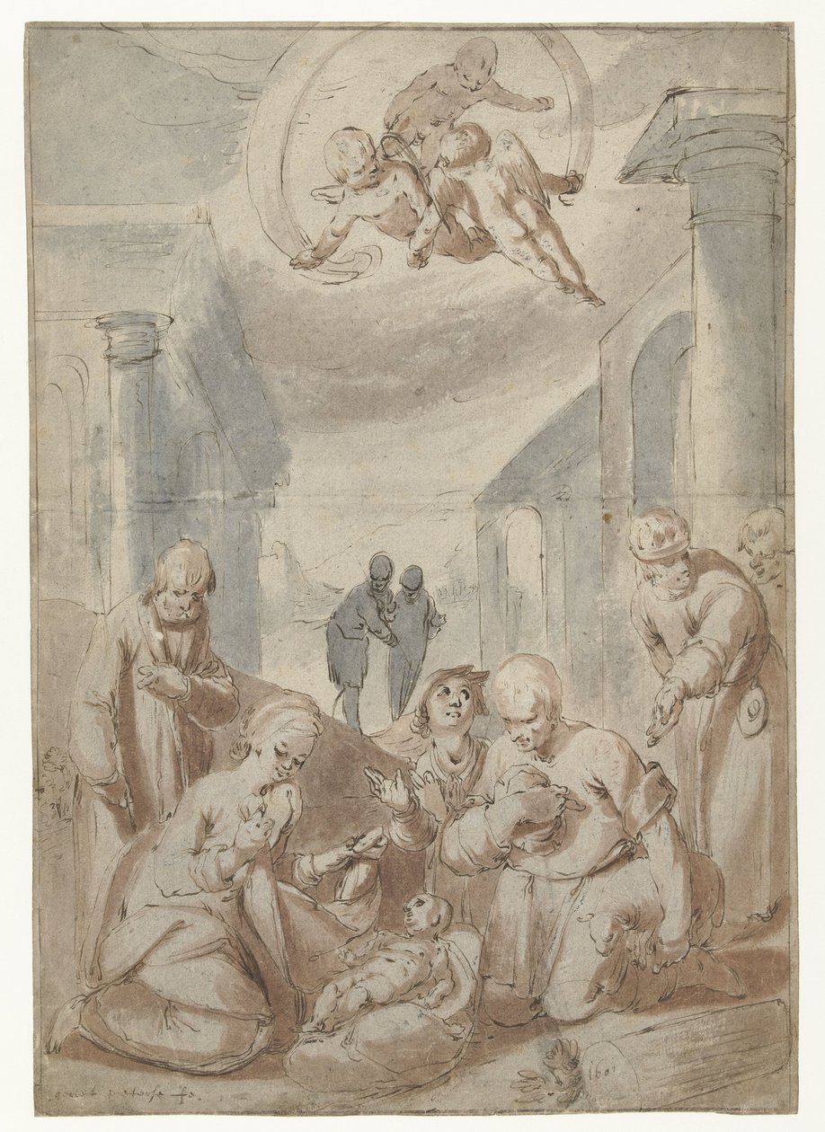 Adoracja pasterzy autorstwa Gerrit Pietersz. Sweelink