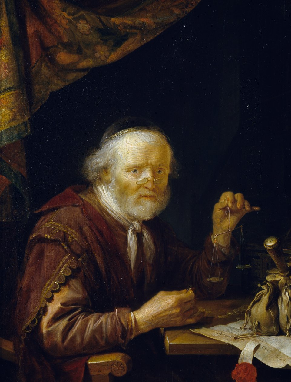 Ważenie złota autorstwa Gerrit or Gerard Dou