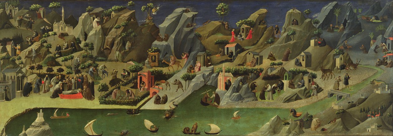 Thebaid, ok. 1410 (tempera na panelu) (patrz także 50353) autorstwa Gherardo Starnina