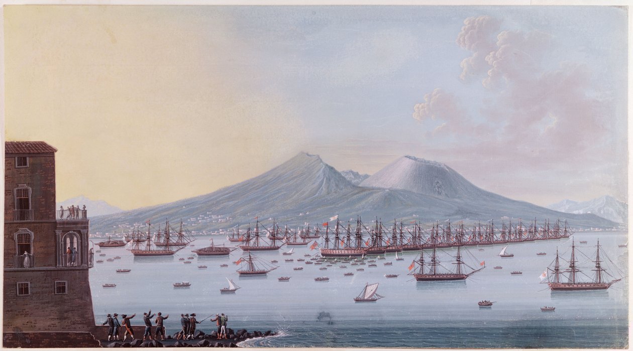 Widok na Zatokę Neapolitańską, 1798 (kolor grawerowany) autorstwa Giacomo Guardi