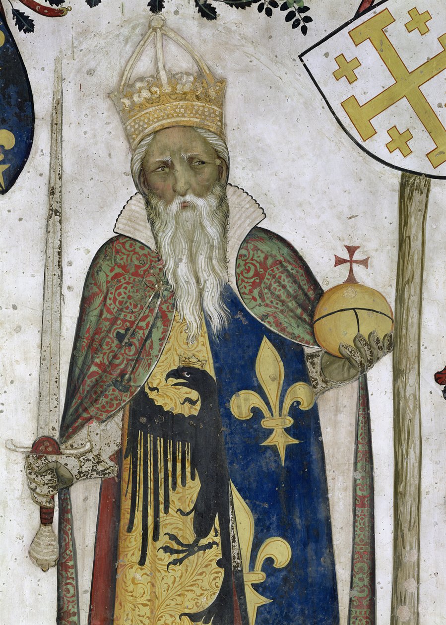 Dziewięciu Godnych, fragment Karola Wielkiego (747-814) 1418-30 autorstwa Giacomo Jaquerio
