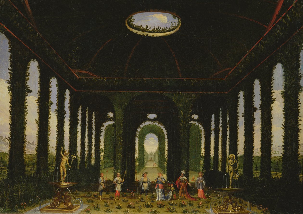 Akt III, sceny XI i XIII: ogród w formie pawilonu autorstwa Giacomo Torelli