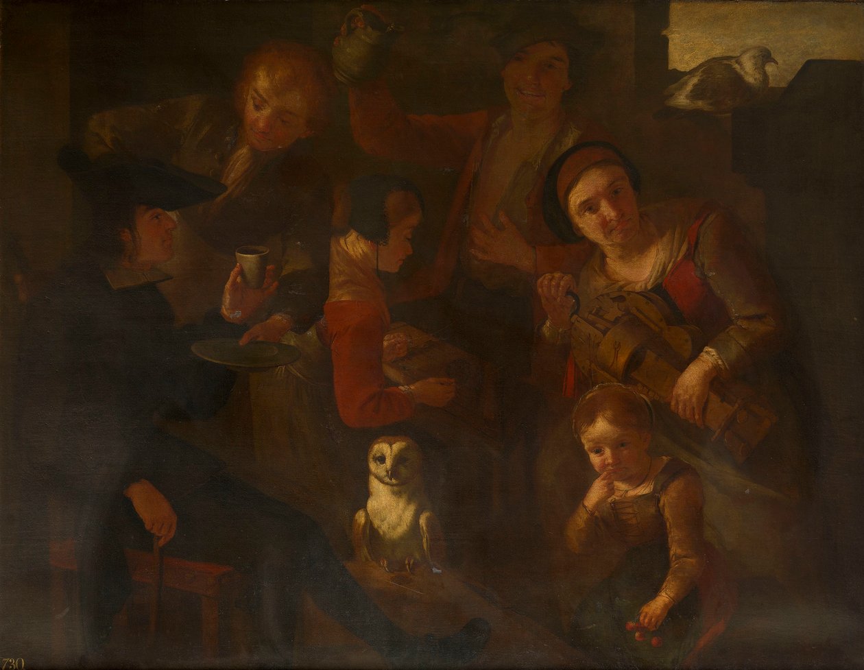 Chłopi z sową płomykówką autorstwa Giacomo Francesco Cipper