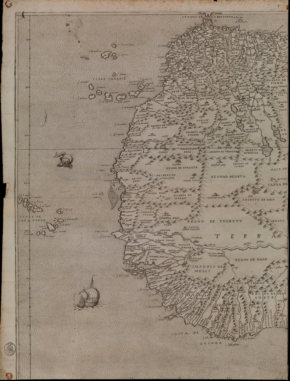 Mapa Afryki autorstwa Giacomo Gastaldi