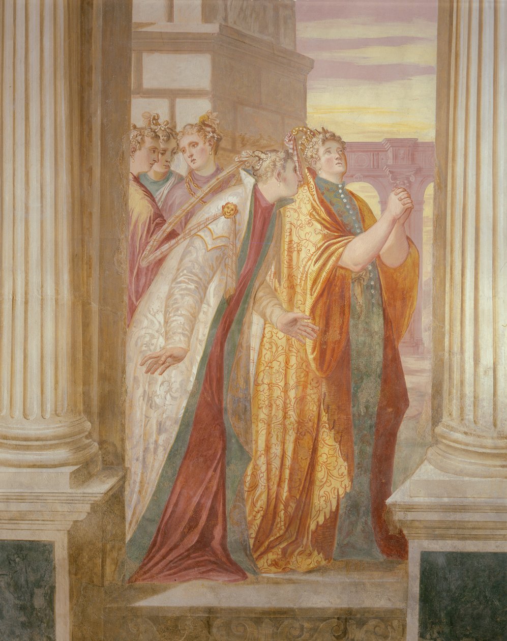 Lewa ściana przedstawiająca płacz Sophonisby autorstwa Giambattista 1526 78 Zelotti