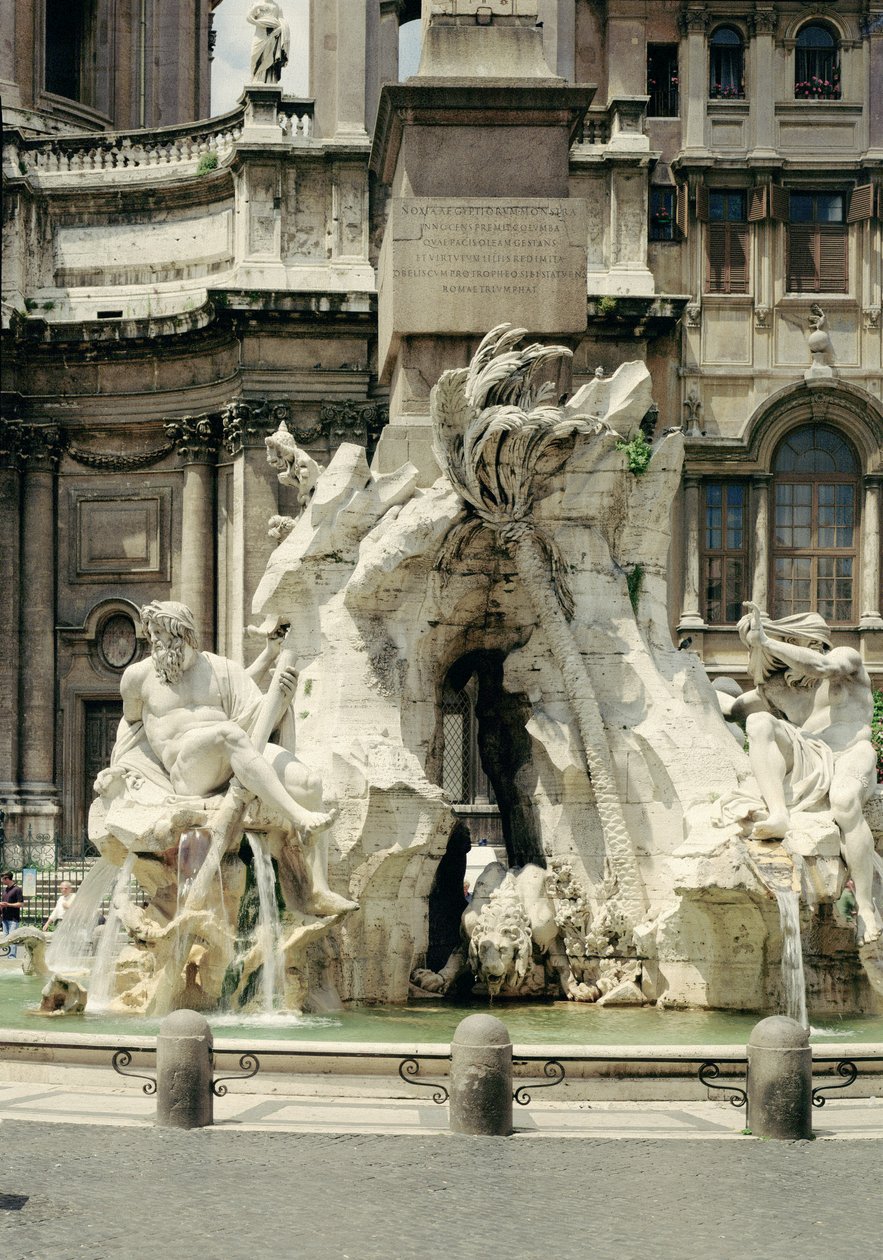 Fontanna Czterech Rzek, 1648-51 (granit, marmur i trawertyn) autorstwa Gian Lorenzo Bernini