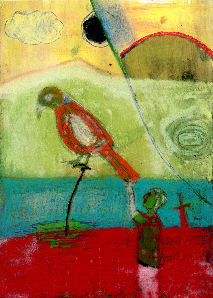 Pomarańczowy ptak, 2013, (mixed media) autorstwa Gigi Sudbury