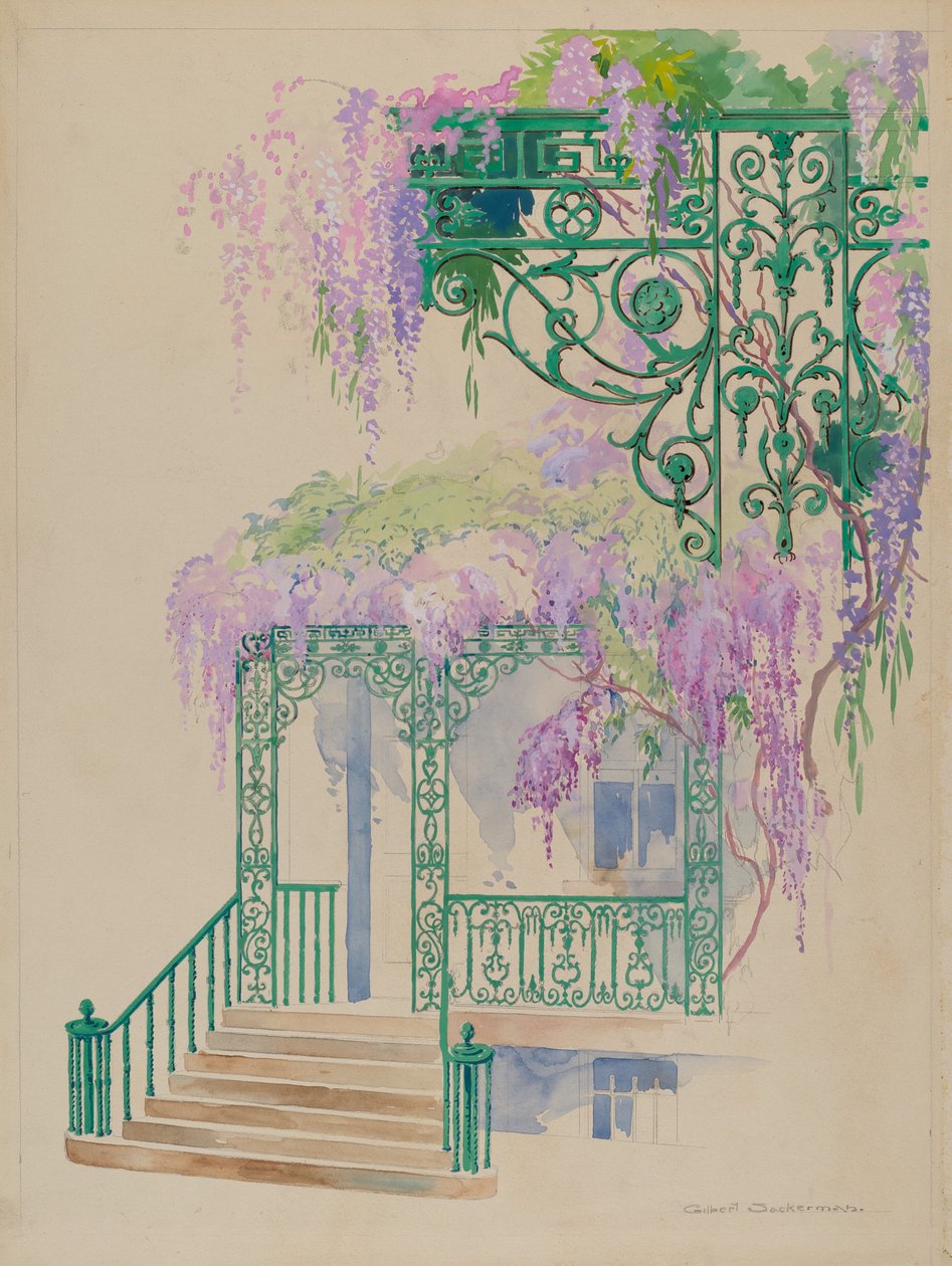 Żeliwna balustrada gankowa 1936. autorstwa Gilbert Sackerman