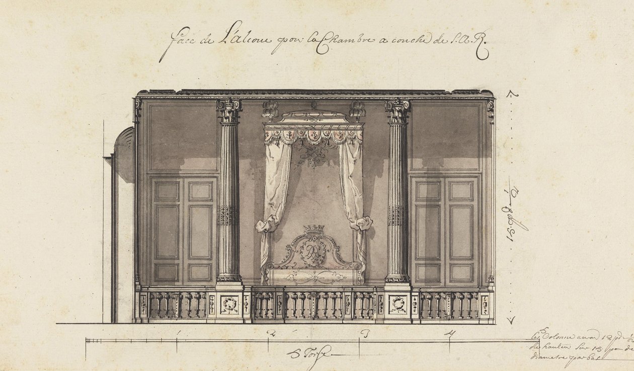 Wnęka na łóżko dla Duc dOrléans, Palais Royal, Paryż autorstwa Gilles Marie Oppenord