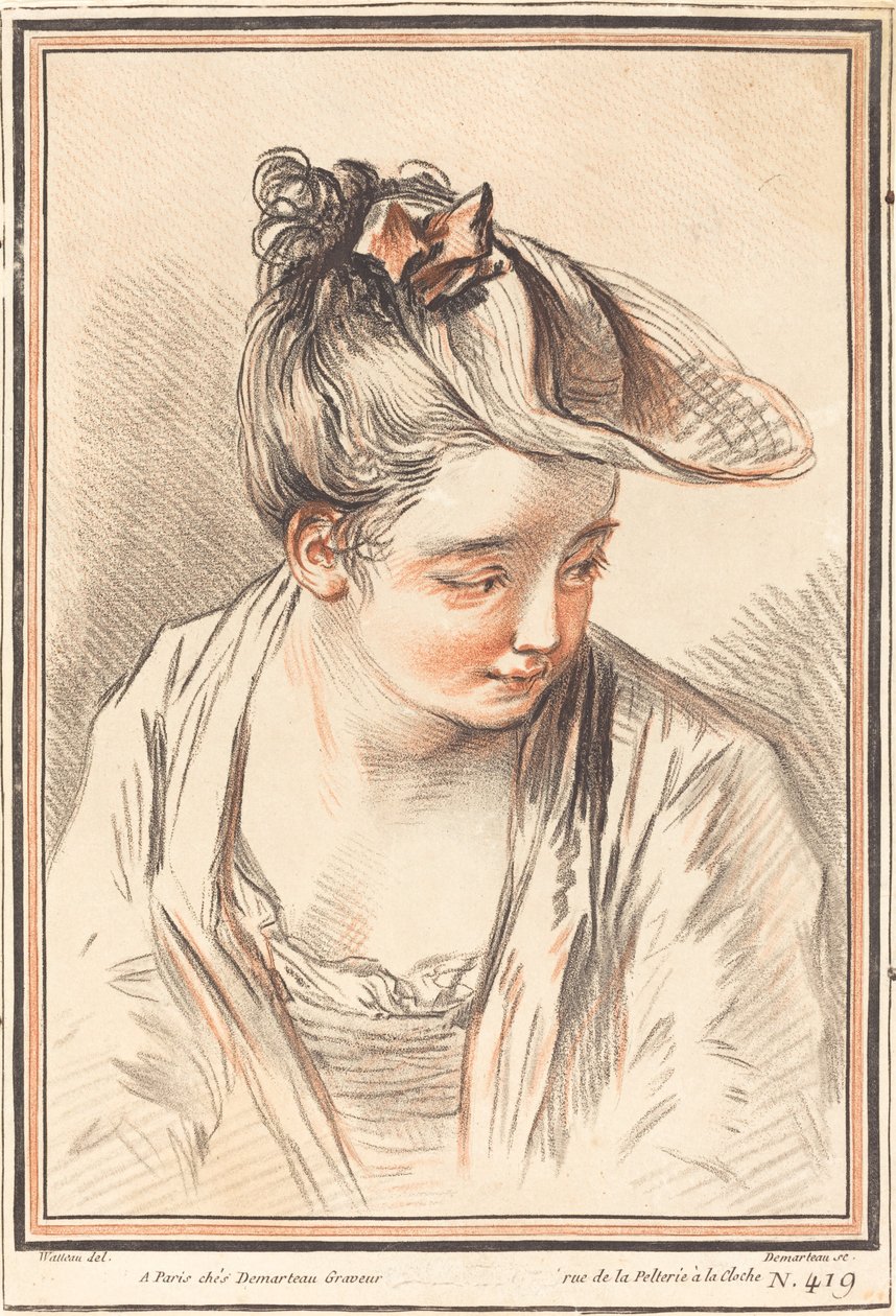 Głowa młodej kobiety, 1773. autorstwa Gilles Demarteau