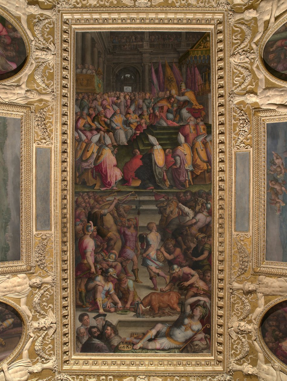 Klemens VII koronuje Karola V w San Petronio w Bolonii autorstwa Giorgio Vasari