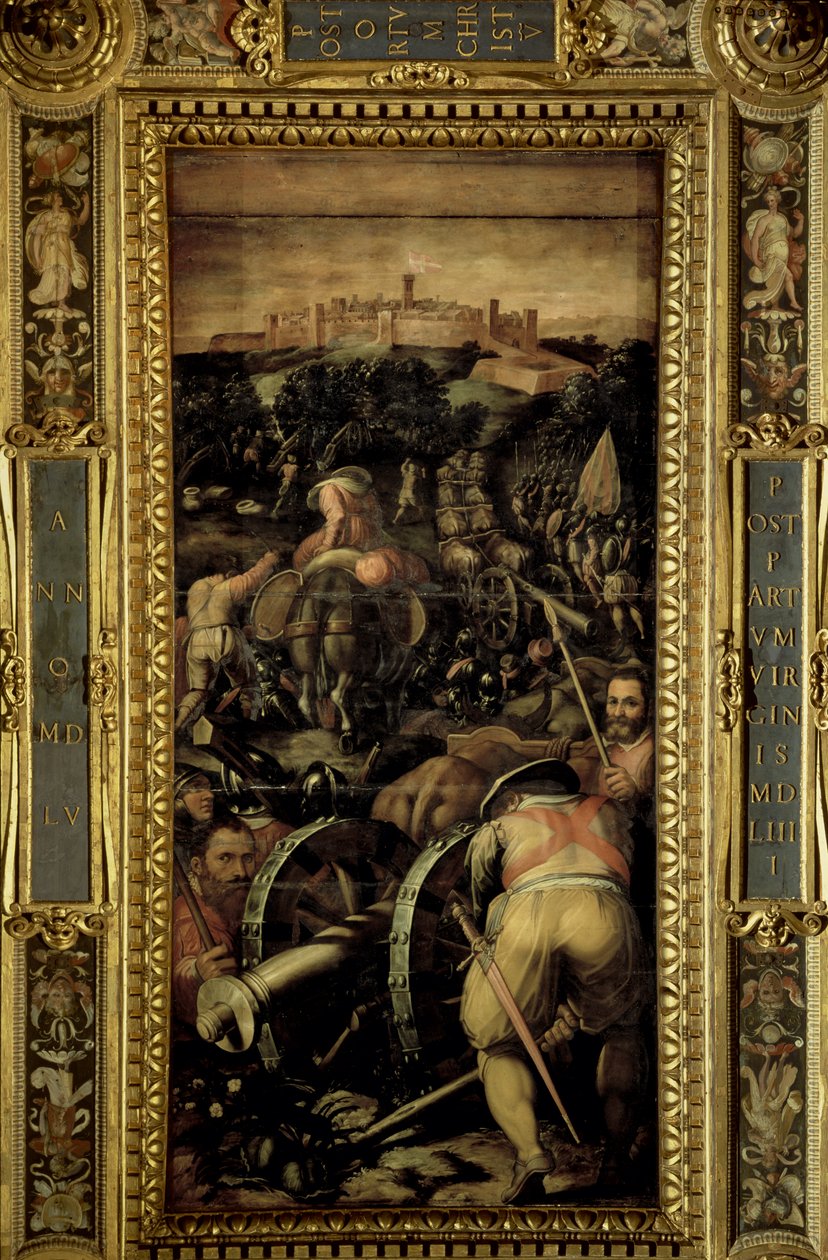 Zdobycie Monteriggioni z sufitu Salone dei Cinquecento, 1565 (panel) autorstwa Giorgio Vasari
