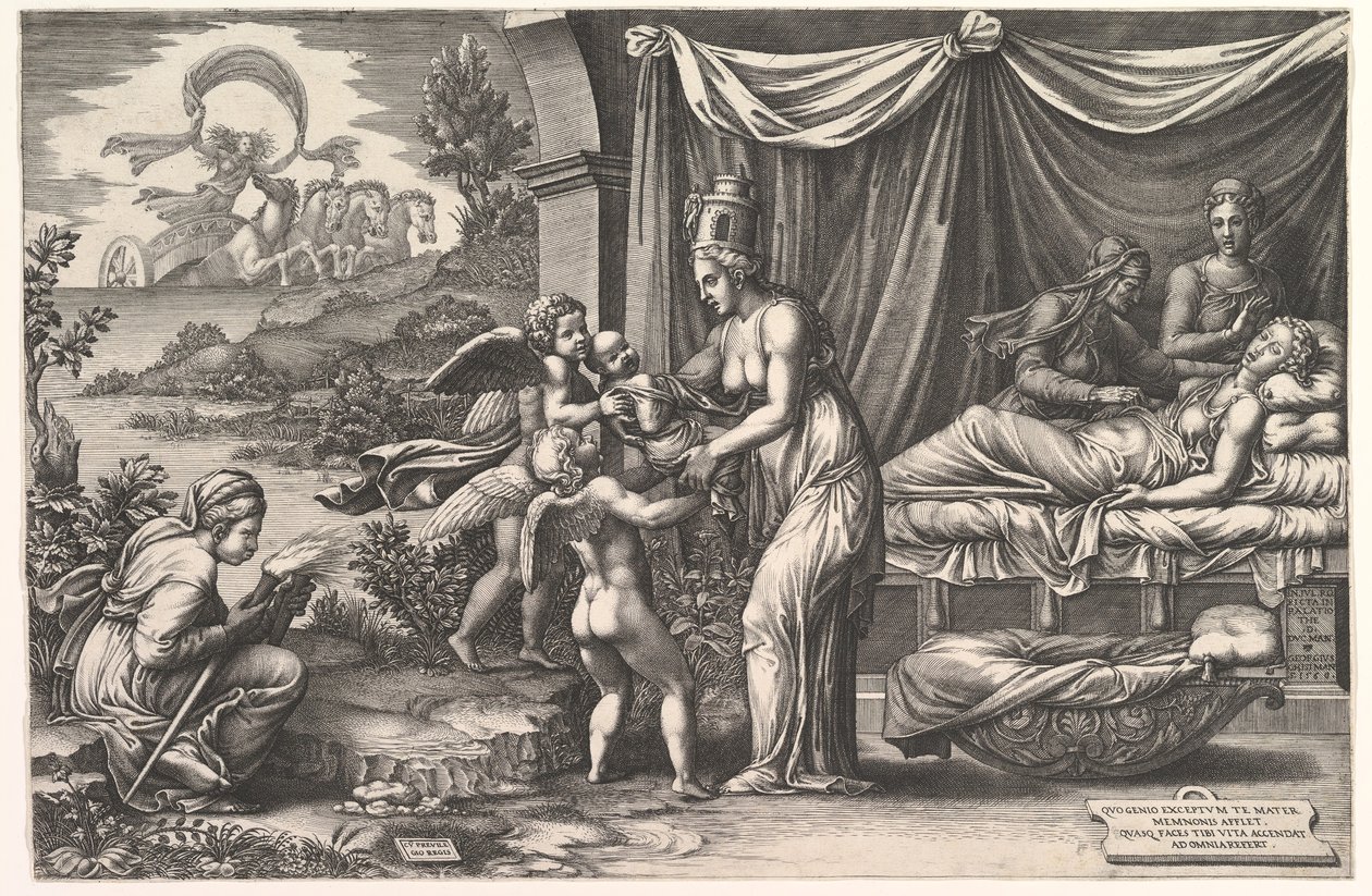 Alegoria Narodzin, 1558. autorstwa Giorgio Ghisi
