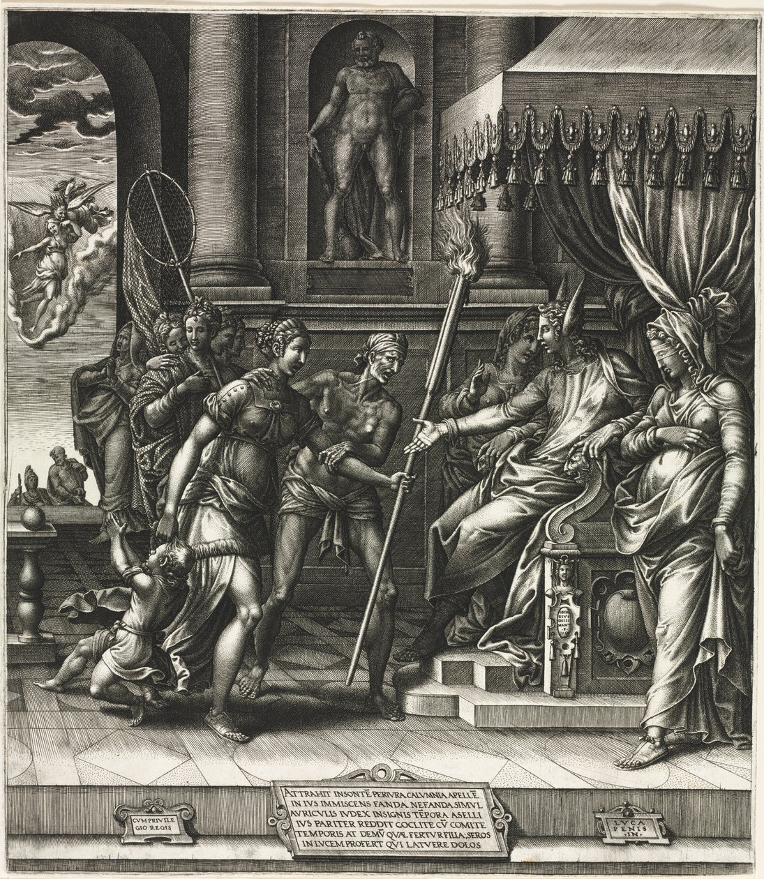 Kalumnia Apelles, 1560. autorstwa Giorgio Ghisi