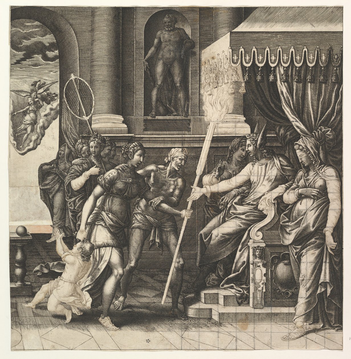 Kalumnia Apelles, 1560. autorstwa Giorgio Ghisi