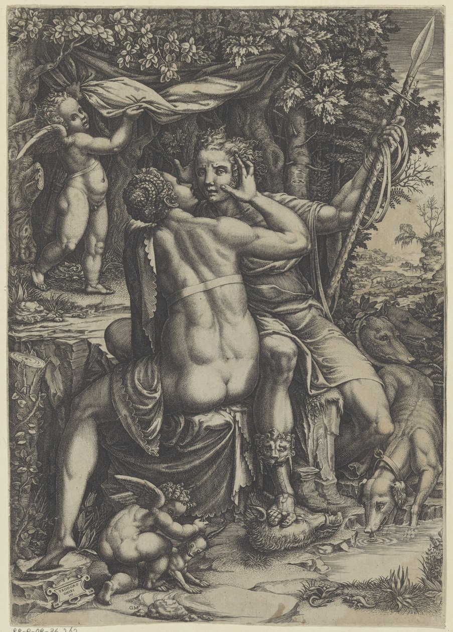 Wenus i Adonis autorstwa Giorgio Ghisi