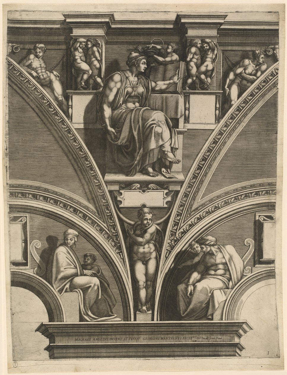 Sybilla Erytrei autorstwa Giorgio Ghisi after Michelangelo