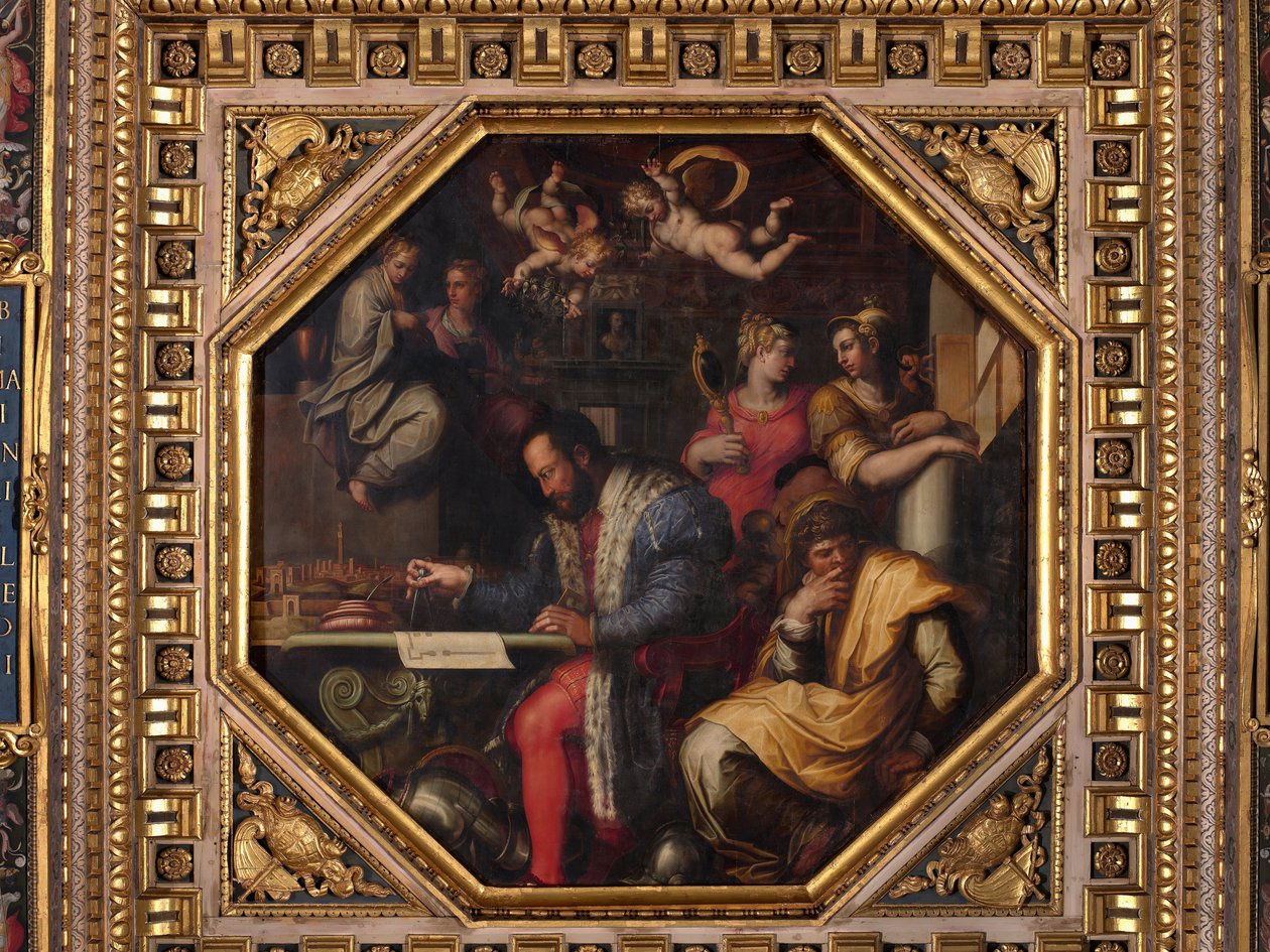 Cosimo studiuje biorąc Siena autorstwa Giorgio Vasari