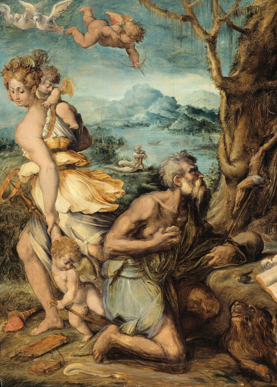Kuszenie św. Hieronima, 154148. autorstwa Giorgio Vasari