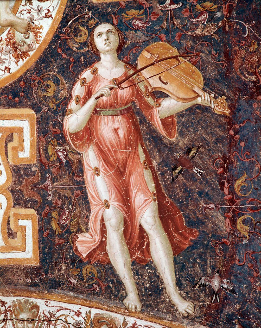 Młoda kobieta gra na skrzypcach (Fresco autorstwa Giorgio Vasari