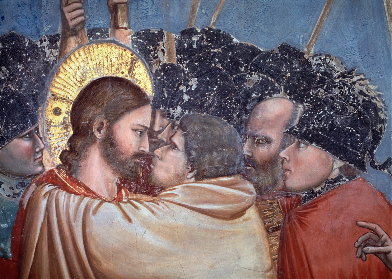 Pocałunek Judasza. Detal (fresk autorstwa Giotto (c.1266 1337)
