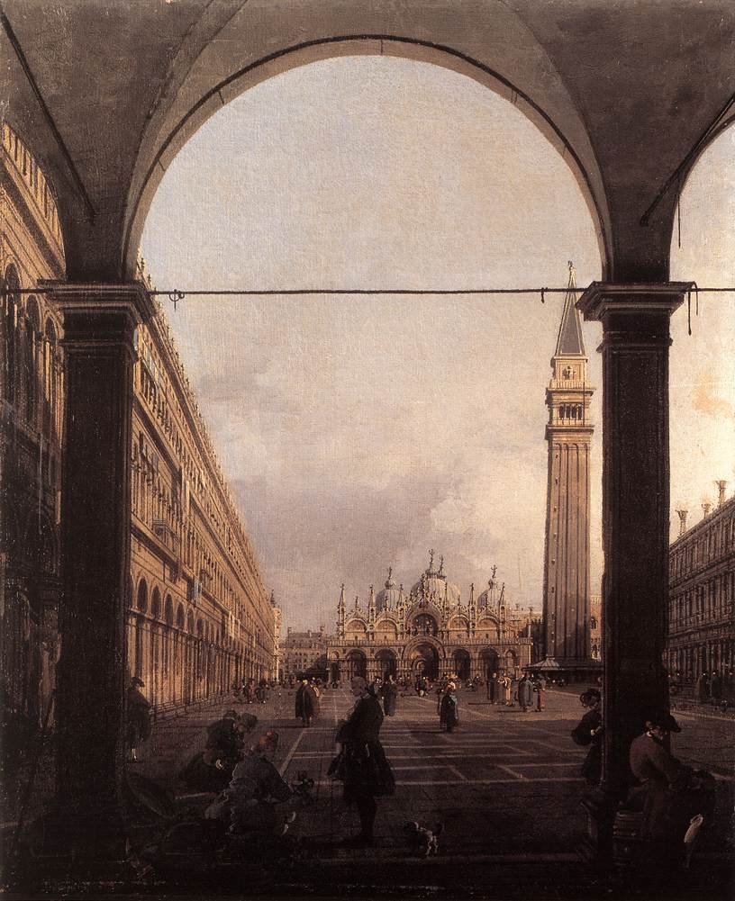 Piazza San Marco patrząc na wschód od północno-zachodniego rogu autorstwa Giovanni Antonio Canal